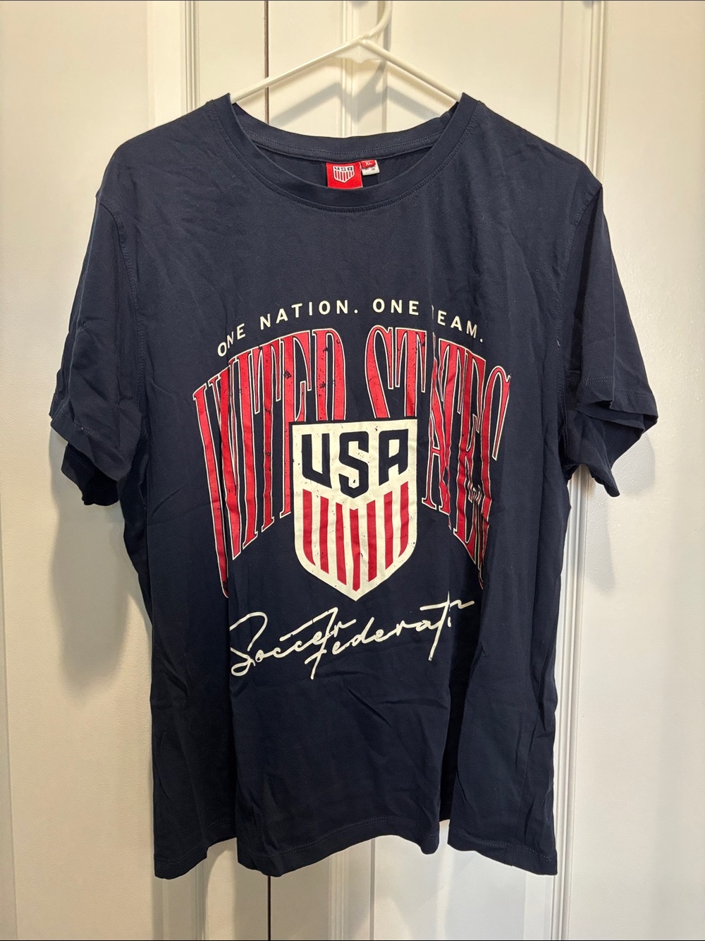 USA United States Graphic Tee - Navy with Red & White